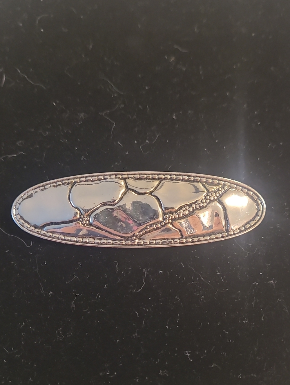 Silver-Tone Decorative Oval Brooch